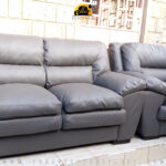 Image of a dark grey sofa set after it was re-upholstered by Forever Furnitures