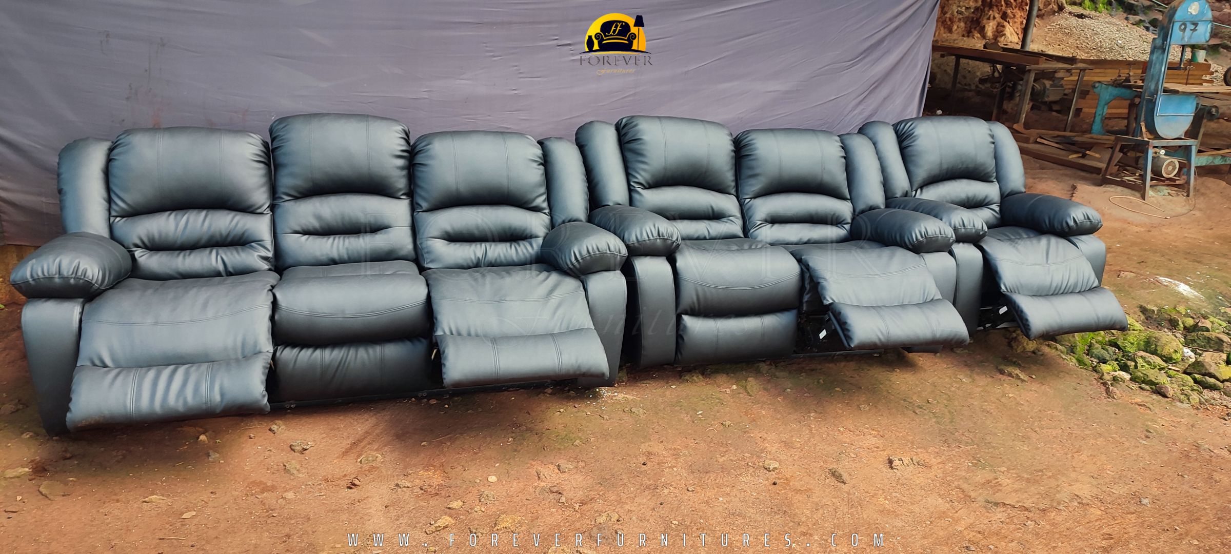 Image of a black recliner couch AFTER it was transformed by Forever Furnitures